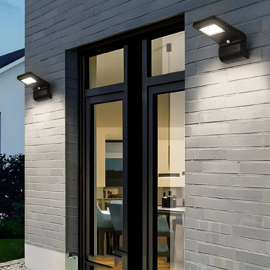 Outdoor Black LED Solar Wall Light