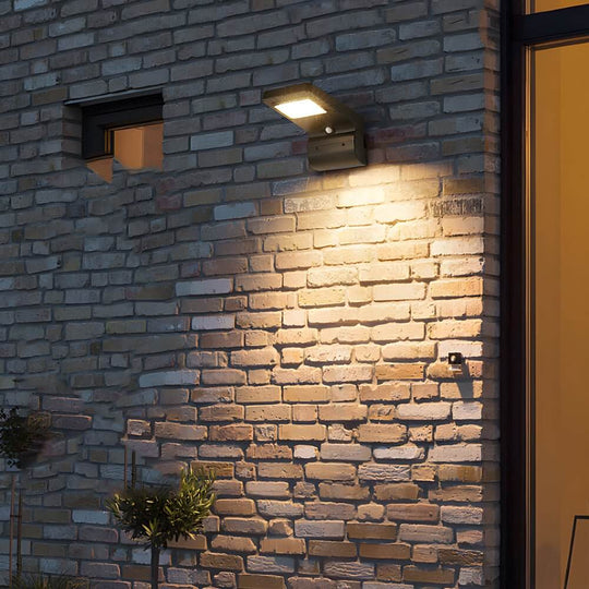 Outdoor Black LED Solar Wall Light