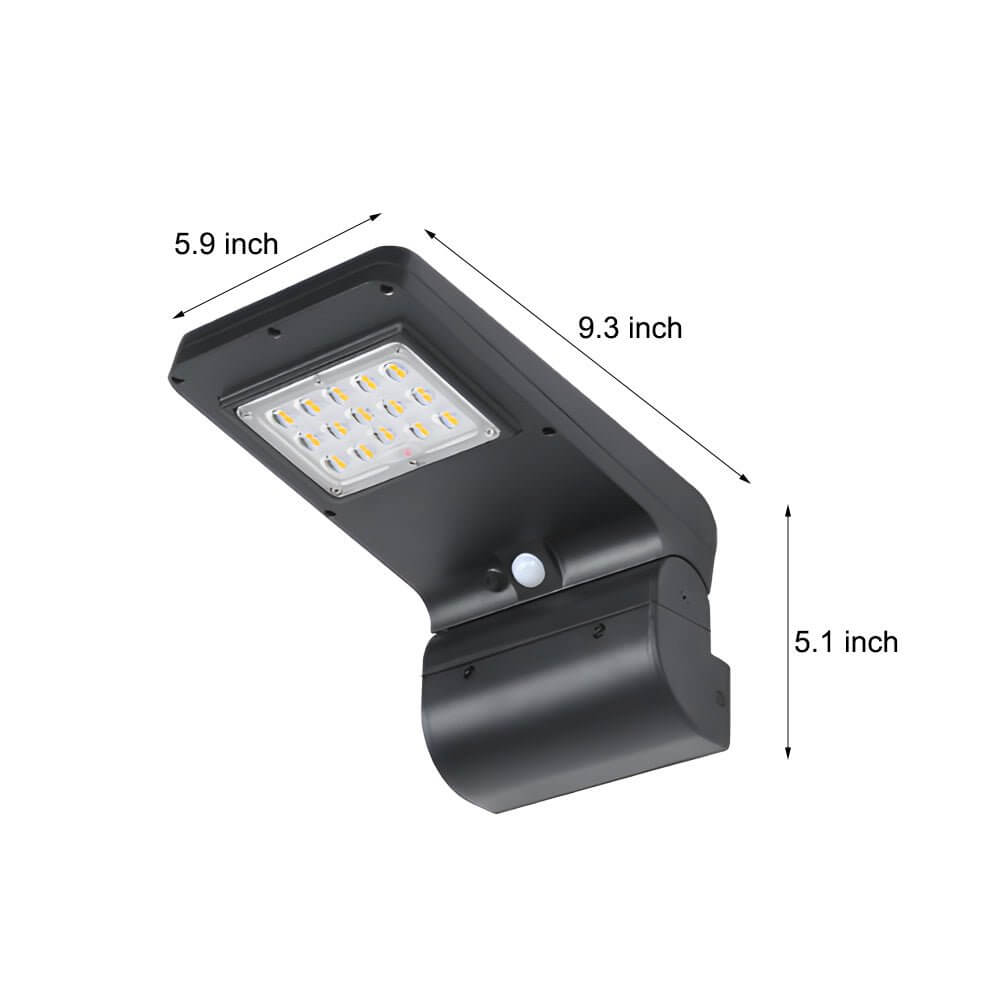 Outdoor Black LED Solar Wall Light