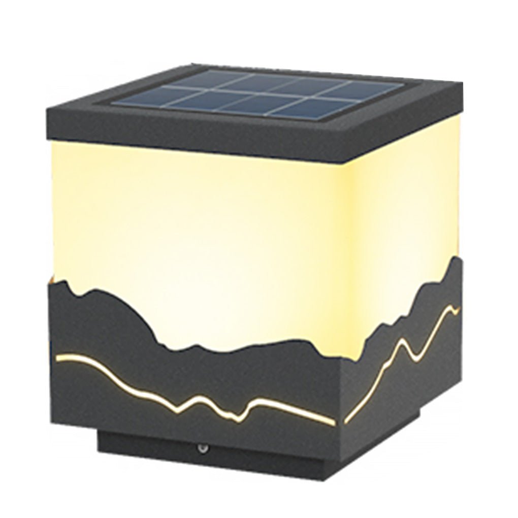 Outdoor Solar LED Waterproof Fence Post Light with Mountain Design