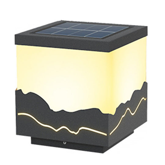 Outdoor Solar LED Waterproof Fence Post Light with Mountain Design