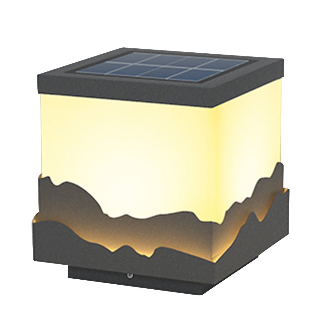 Outdoor Solar LED Waterproof Fence Post Light with Mountain Design