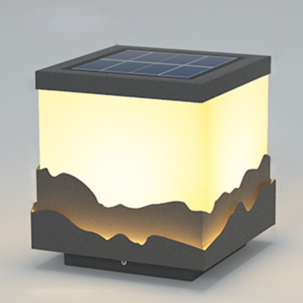 Outdoor Solar LED Waterproof Fence Post Light with Mountain Design