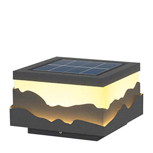 Outdoor Solar LED Waterproof Fence Post Light with Mountain Design
