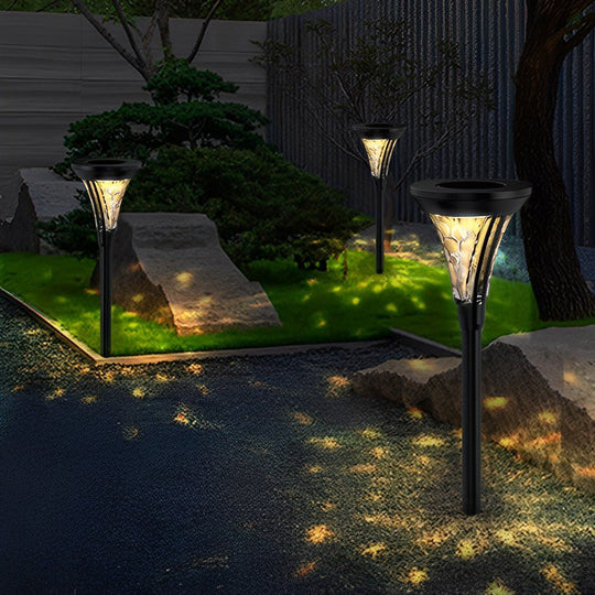 Outdoor Solar LED Post Light with Water Glass Lens