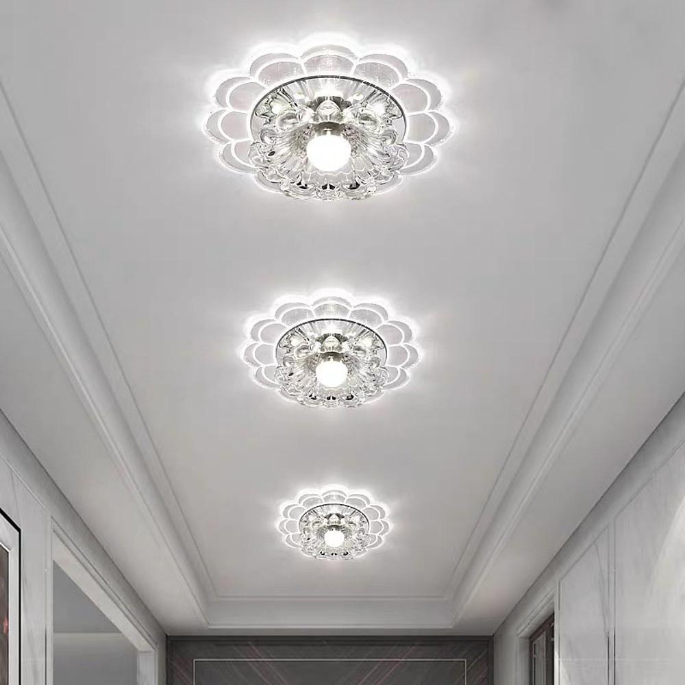 Flower Effect Crystal Metal LED Flush Mount Ceiling Light for Kids and Entryway