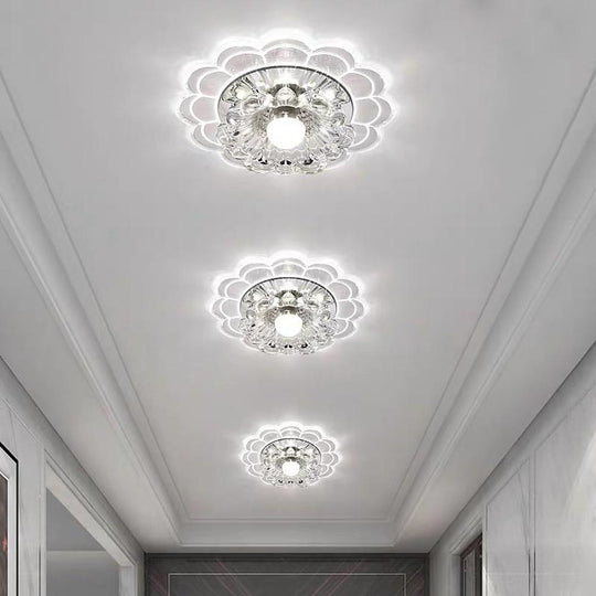 Flower Effect Crystal Metal LED Flush Mount Ceiling Light for Kids and Entryway