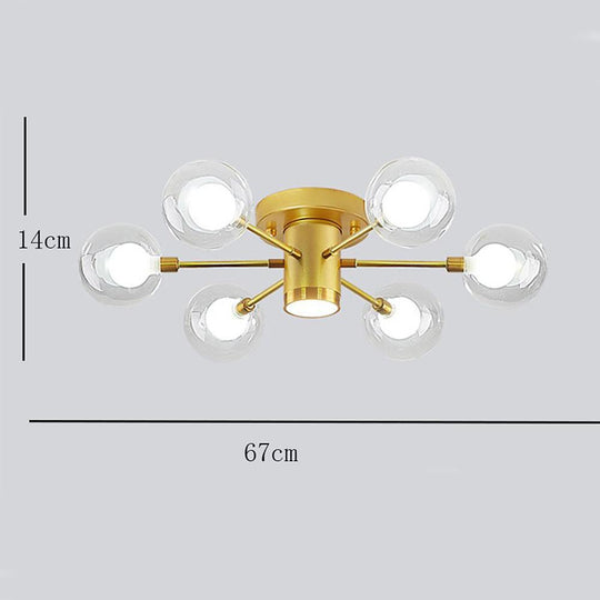 Globe Metal Glass Industrial LED Flush Mount Ceiling Light