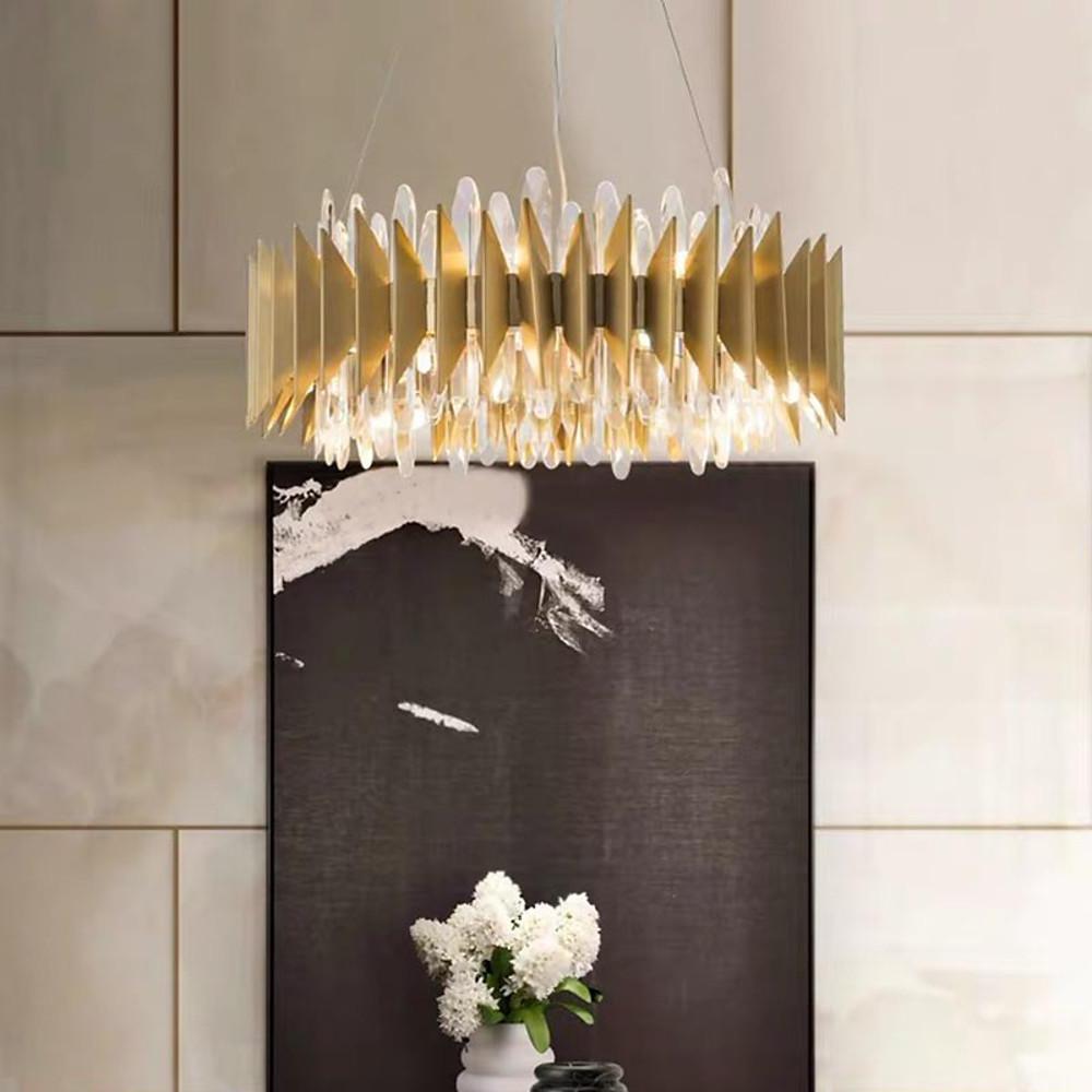 Modern Round Crystal Stainless Steel LED Chandelier