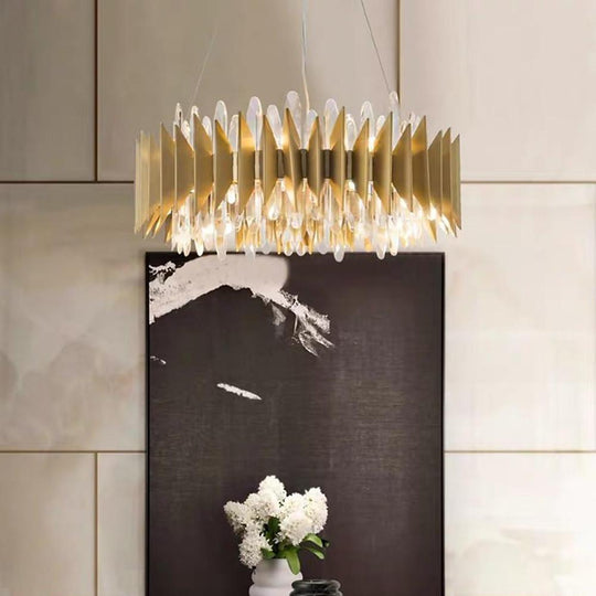 Modern Round Crystal Stainless Steel LED Chandelier