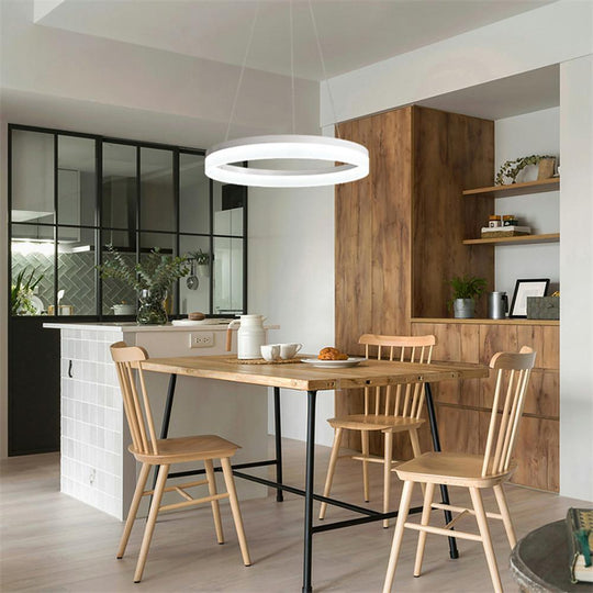 Thick Circle Modern Acrylic LED Pendant Light for Kitchen and Dining Room