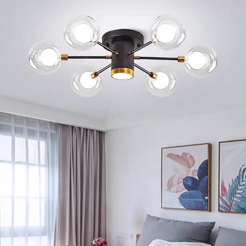 Globe Metal Glass Industrial LED Flush Mount Ceiling Light
