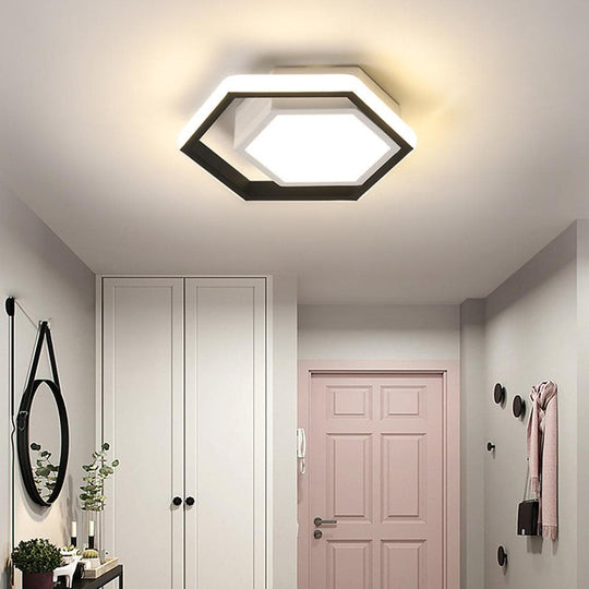 Hexagon Shaped LED Modern Flush Mount Ceiling Light