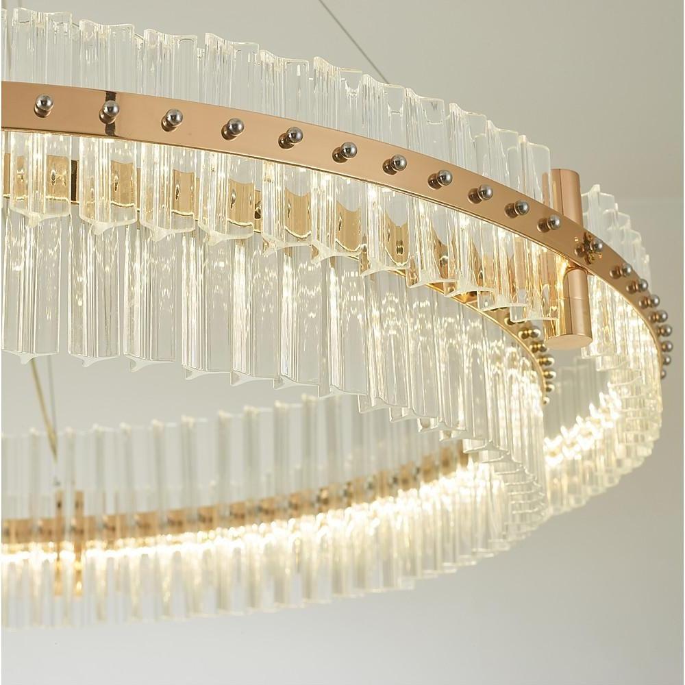 Modern Luxury Round Crystal LED Chandelier – Gold Finish, Single Tier