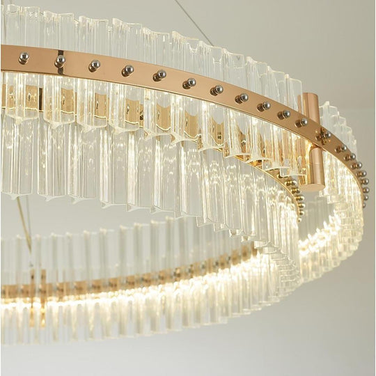 Modern Luxury Round Crystal LED Chandelier – Gold Finish, Single Tier