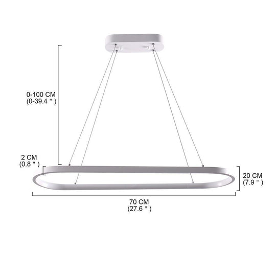 Rectangular Curves Metal LED Modernist Pendant Light