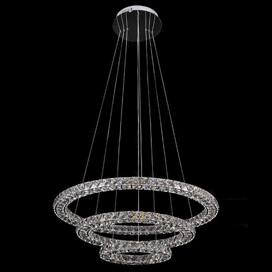 LED 3 Rings Gold Crystal Modern Chandelier