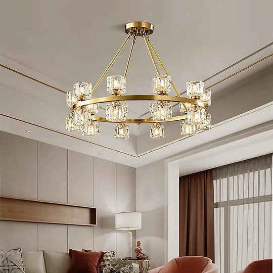 Circles Spotlights Industrial Brass LED Chandelier Ceiling Light