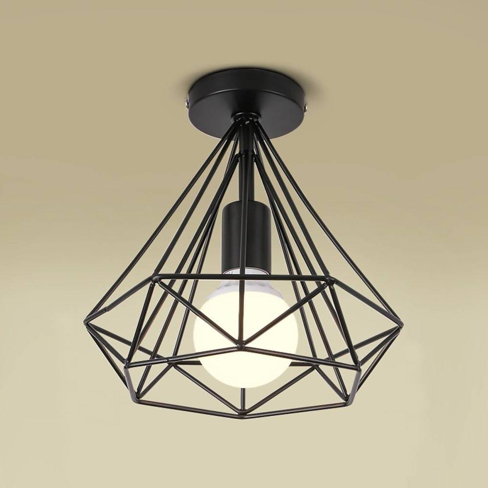 1-Light Mini Geometric Caged LED Flush Mount Ceiling Light – Retro Style