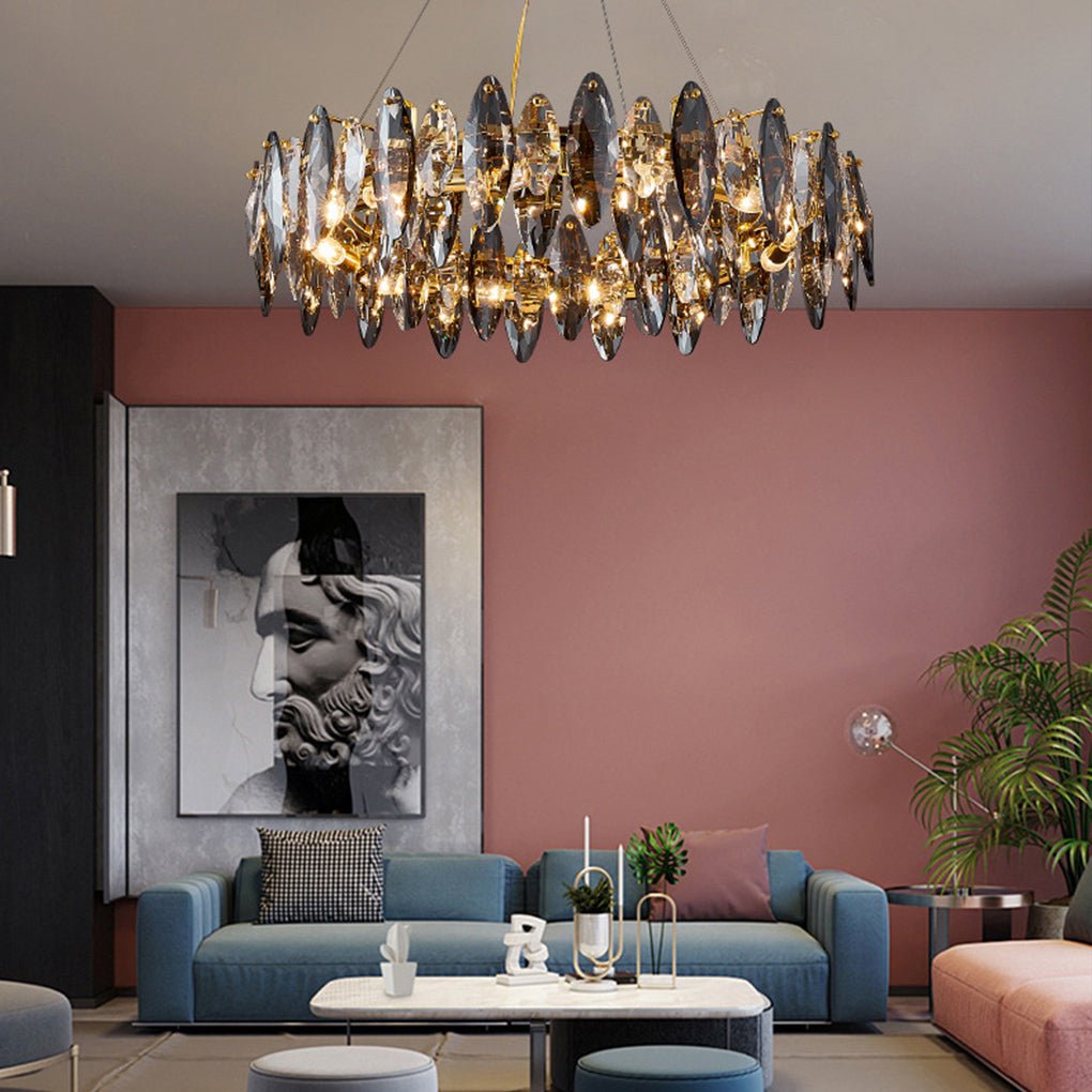 Postmodern Creative Crystal Chandelier with Three-Color LED