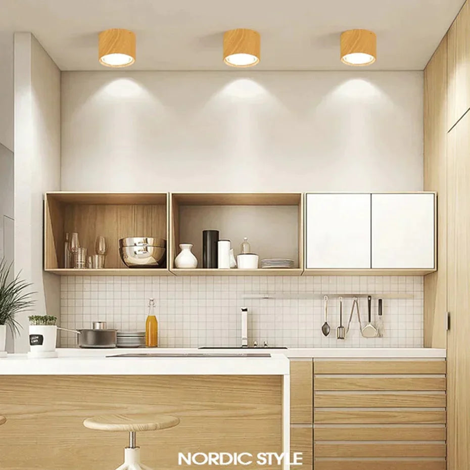 High Bright Epistar CREE Ceiling Lights 3W 5W 7W 10W 12W 15W Nordic Wood Surface Mounted Ceiling Spot Light for Bar Kitchen