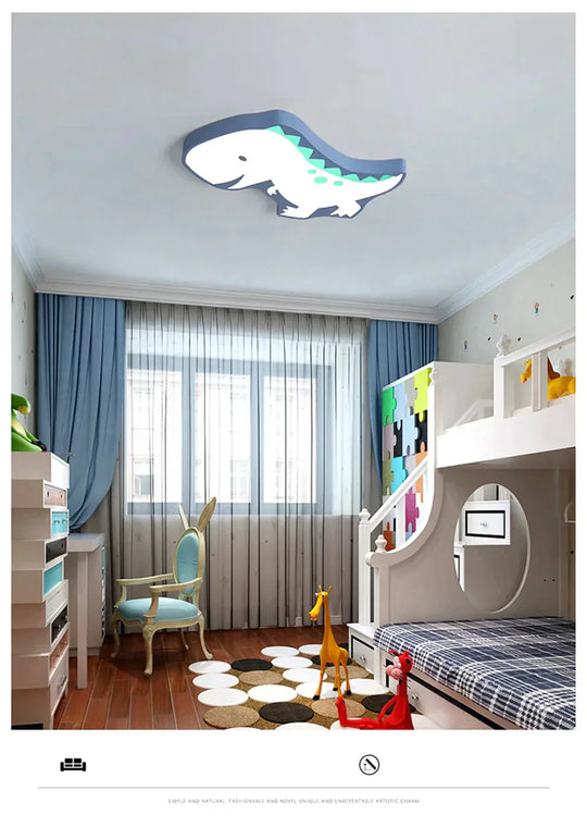Novelty Dinosaur LED Ceiling Lights Iron Modern Lovely Children Baby Kids Bedroom Light Fixtures Colorful Lighting