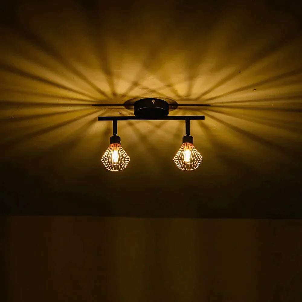 Rotatable Black Ceiling Lamp Lighting With Creative Cage Angle Adjustable G9 Lights Bulb For Store Shop Showroom lighting