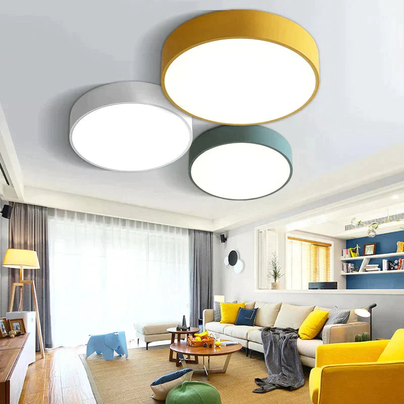 Modern Colorful Macaron Round LED Ceiling Light Kids Room Light Lamparas De Techo Lustre LED Lamp