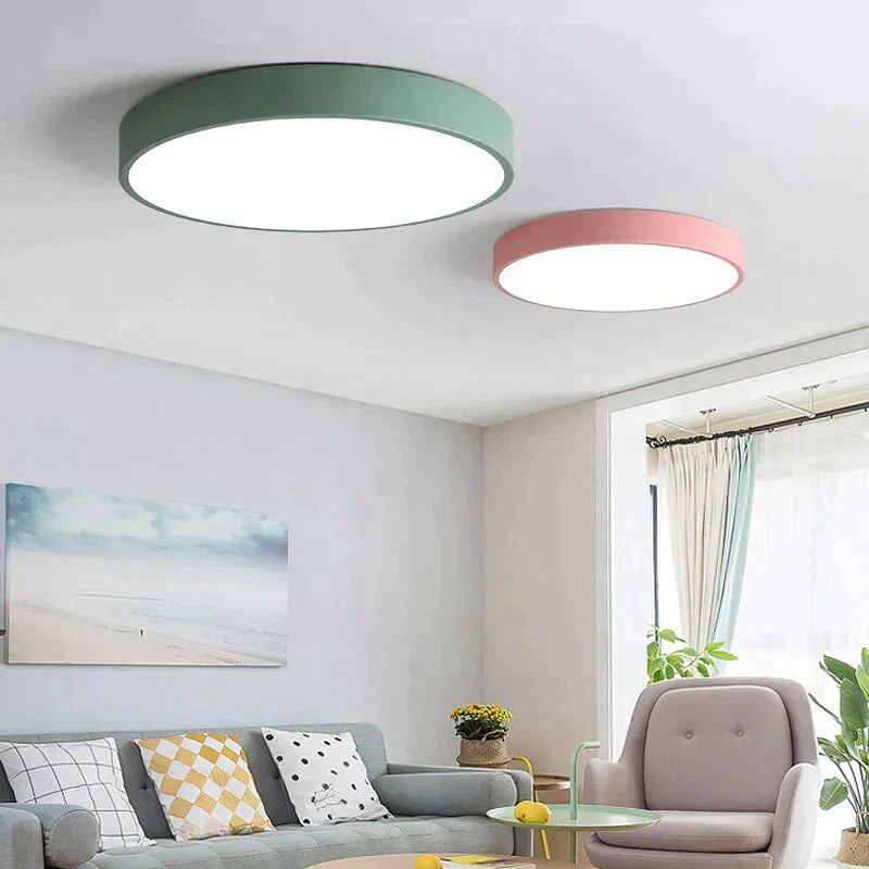 Modern Colorful Macaron Round LED Ceiling Light Kids Room Light Lamparas De Techo Lustre LED Lamp