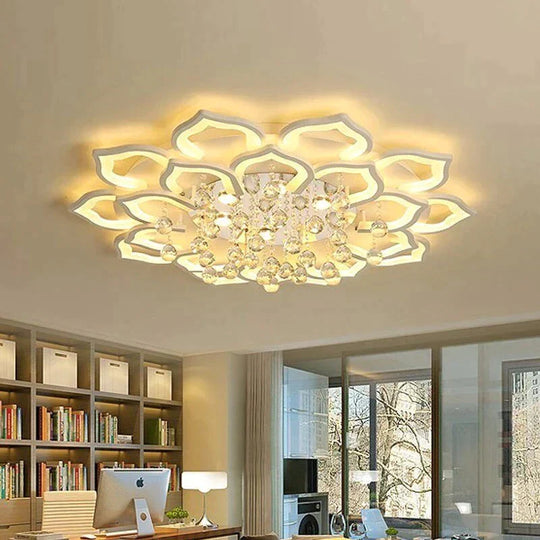 Modern LED Ceiling Lights Fixtures For Living Room White K9 Crystal Home Bedroom Lamp With Remote Control Dimmable Plafon Lustre