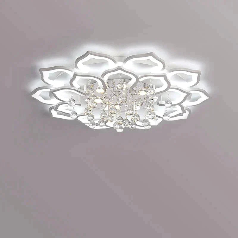 Modern LED Ceiling Lights Fixtures For Living Room White K9 Crystal Home Bedroom Lamp With Remote Control Dimmable Plafon Lustre