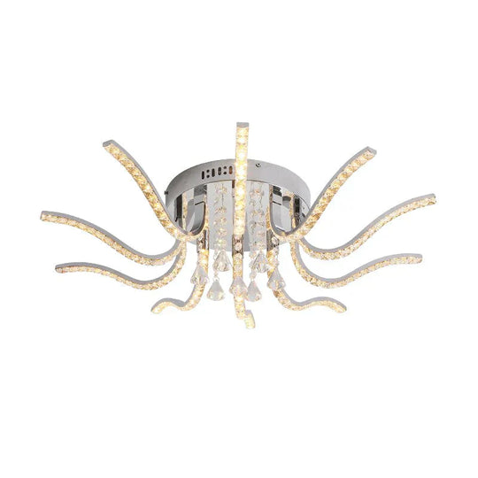 Chrome Plated Finish Crystal RC Modern Led Ceiling Lights For Living Room Bedroom Sutdy Room Dimmable Ceiling Lamp