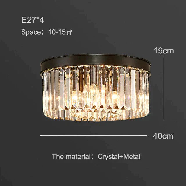 Modern Crystal Ceiling Lamp Living Crystal Ceiling Light Bedroom Classic Round Ceiling Lamps Black Base Led Fixtures Dining Room