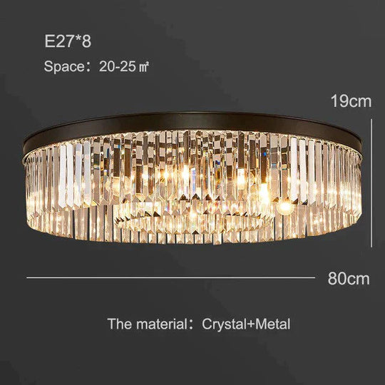 Modern Crystal Ceiling Lamp Living Crystal Ceiling Light Bedroom Classic Round Ceiling Lamps Black Base Led Fixtures Dining Room