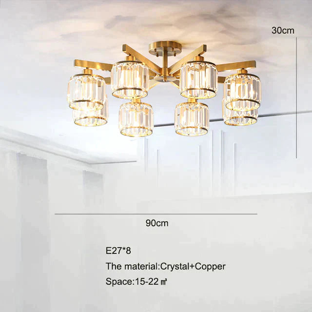Crystal Ceiling Lights Bedroom Modern Design Copper Lamp Dining Room Led Lamp Kitchen Ceiling Lamp Crystal Lustre Living Room