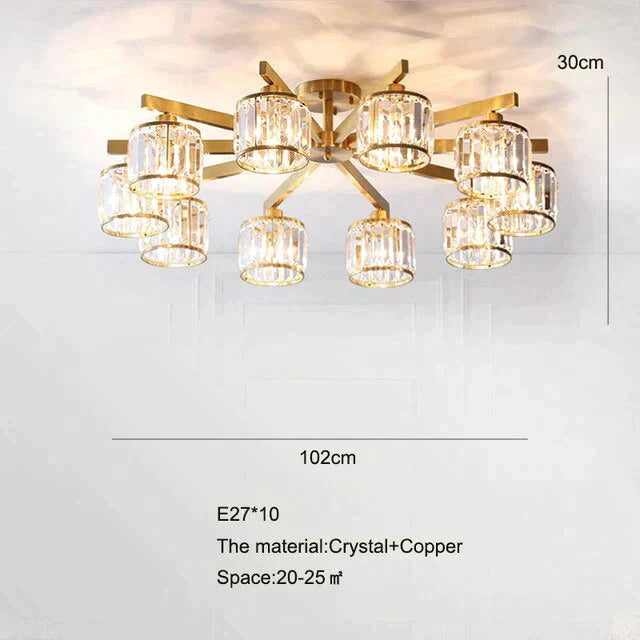 Crystal Ceiling Lights Bedroom Modern Design Copper Lamp Dining Room Led Lamp Kitchen Ceiling Lamp Crystal Lustre Living Room