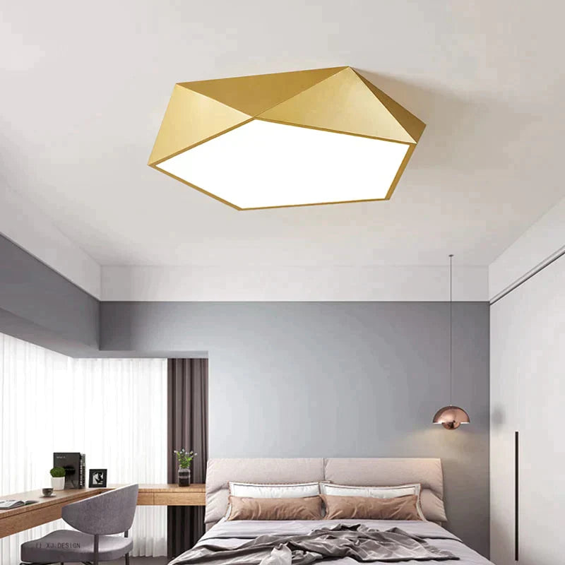 Modern Light Fixtures Ceiling Of Equilateral Indoor Lighting Gold Lampshade For Living Room Bedroom Lamp Ceiling Lamp Fixtures