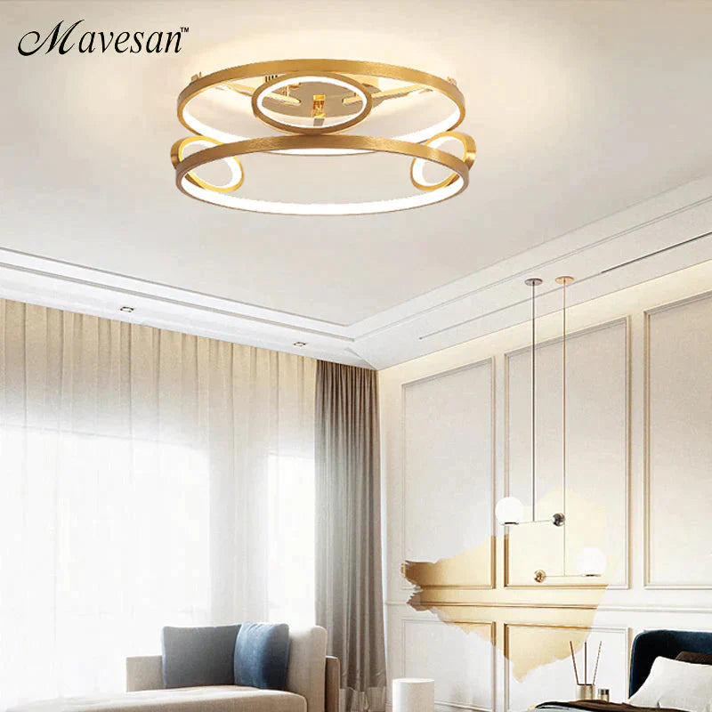 LED Ceiling Lights Gold Body Round/Square For Bedroom Support  Remote Control Led Lamps