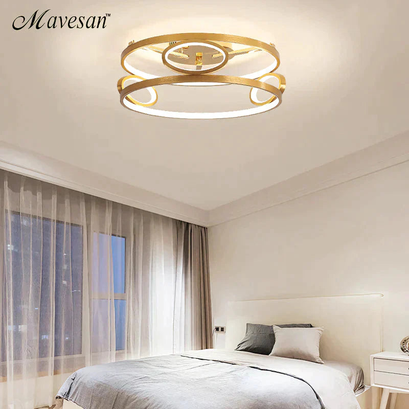 LED Ceiling Lights Gold Body Round/Square For Bedroom Support  Remote Control Led Lamps