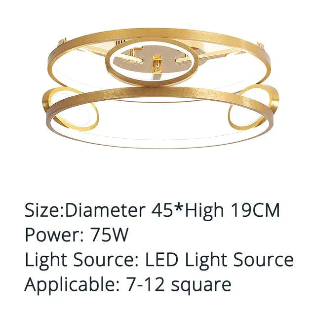 LED Ceiling Lights Gold Body Round/Square For Bedroom Support  Remote Control Led Lamps