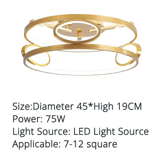 LED Ceiling Lights Gold Body Round/Square For Bedroom Support  Remote Control Led Lamps