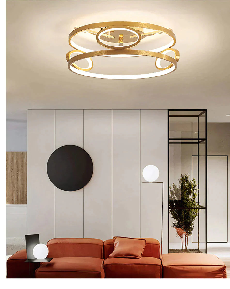 LED Ceiling Lights Gold Body Round/Square For Bedroom Support  Remote Control Led Lamps