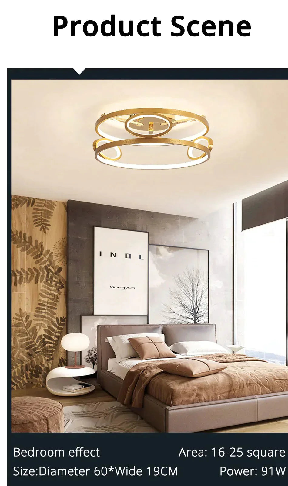 LED Ceiling Lights Gold Body Round/Square For Bedroom Support  Remote Control Led Lamps