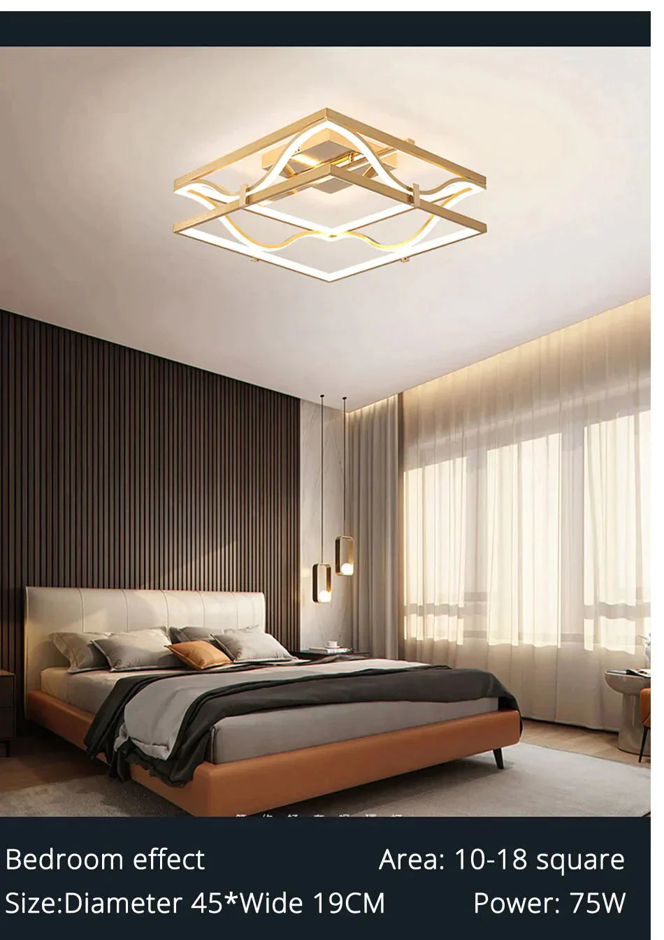 LED Ceiling Lights Gold Body Round/Square For Bedroom Support  Remote Control Led Lamps