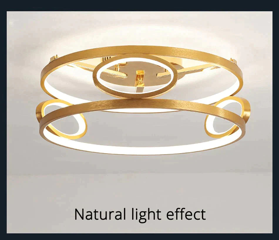 LED Ceiling Lights Gold Body Round/Square For Bedroom Support  Remote Control Led Lamps