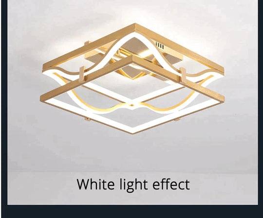 LED Ceiling Lights Gold Body Round/Square For Bedroom Support  Remote Control Led Lamps