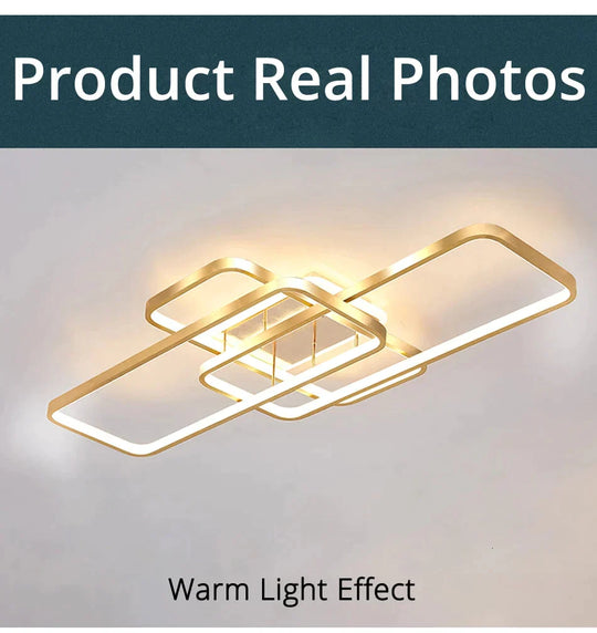 Living Room Lamp Simple Modern Atmosphere Home Rectangular Ceiling Lamp Hall Lamp Nordic Light Luxury Gold Bedroom Lamp