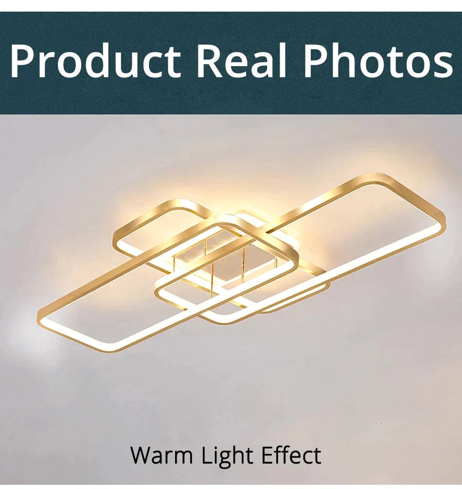 Living Room Lamp Simple Modern Atmosphere Home Rectangular Ceiling Lamp Hall Lamp Nordic Light Luxury Gold Bedroom Lamp