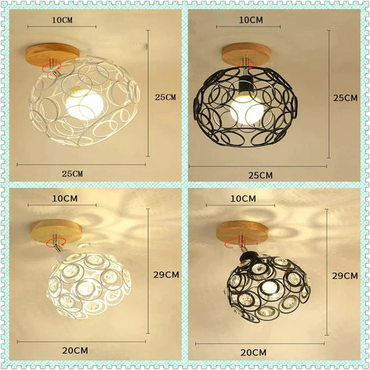 Creative crystal minimalist ceiling light Single wall ceiling lamp bedroom lamp Single European iron lamp Crystal Decor Lamps