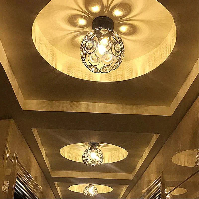 Creative crystal minimalist ceiling light Single wall ceiling lamp bedroom lamp Single European iron lamp Crystal Decor Lamps